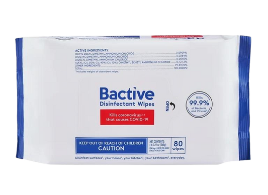 BACTIVE DISINFECTANT WIPES (80 WIPES PER PACK) 545g