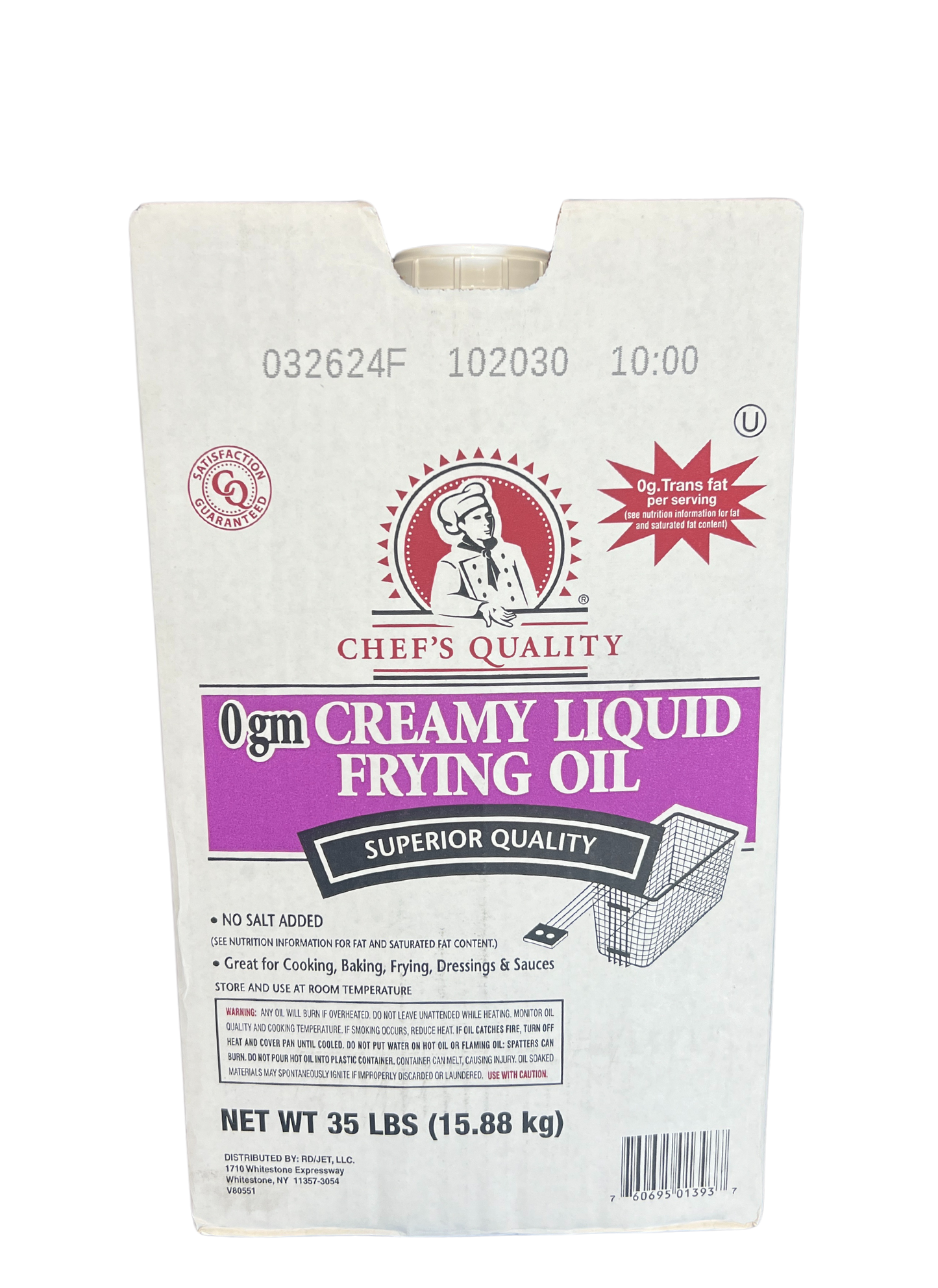 CHEF'S QUALITY CREAMY LIQUID FRYING OIL 35LB