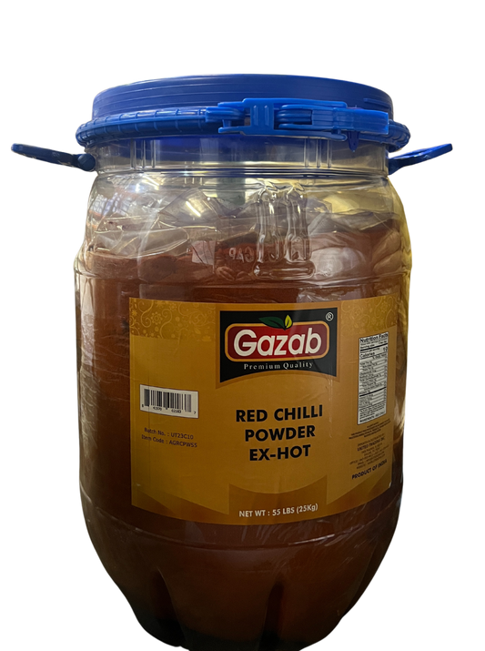 GAZAB RED CHILLI POWDER EX-HOT 55LB BULK