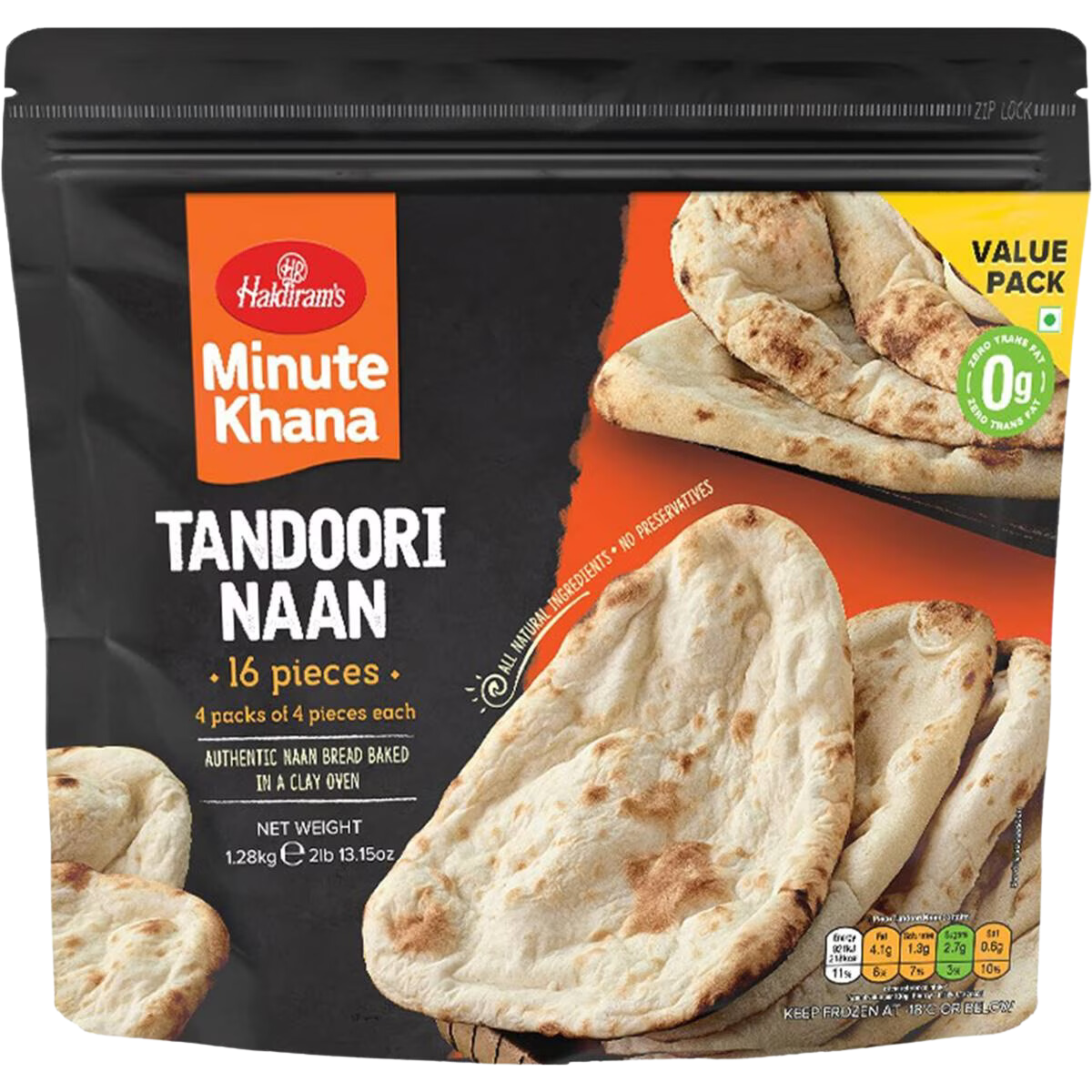 HALDIRAM'S (HR) TANDOORI NAAN 1.28kg (16 PIECES)
