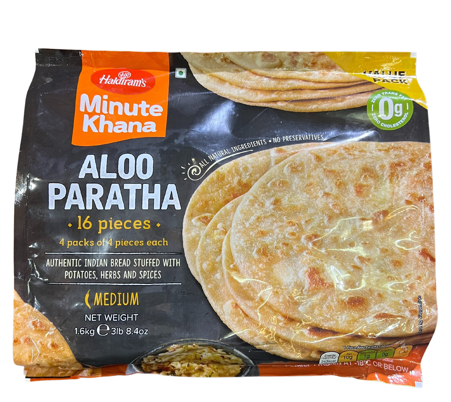 HALDIRAM'S (HR) ALOO PARANTHA 1.6kg (16 PIECES)
