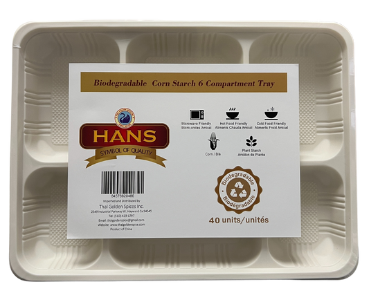 HANS BIODEGRADABLE 6 COMPARTMENT PLATE
