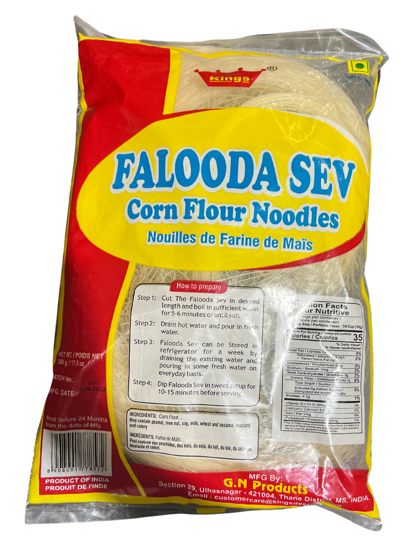 KINGS FALOODA SEV (CORN FLOUR NOODLES) 500g