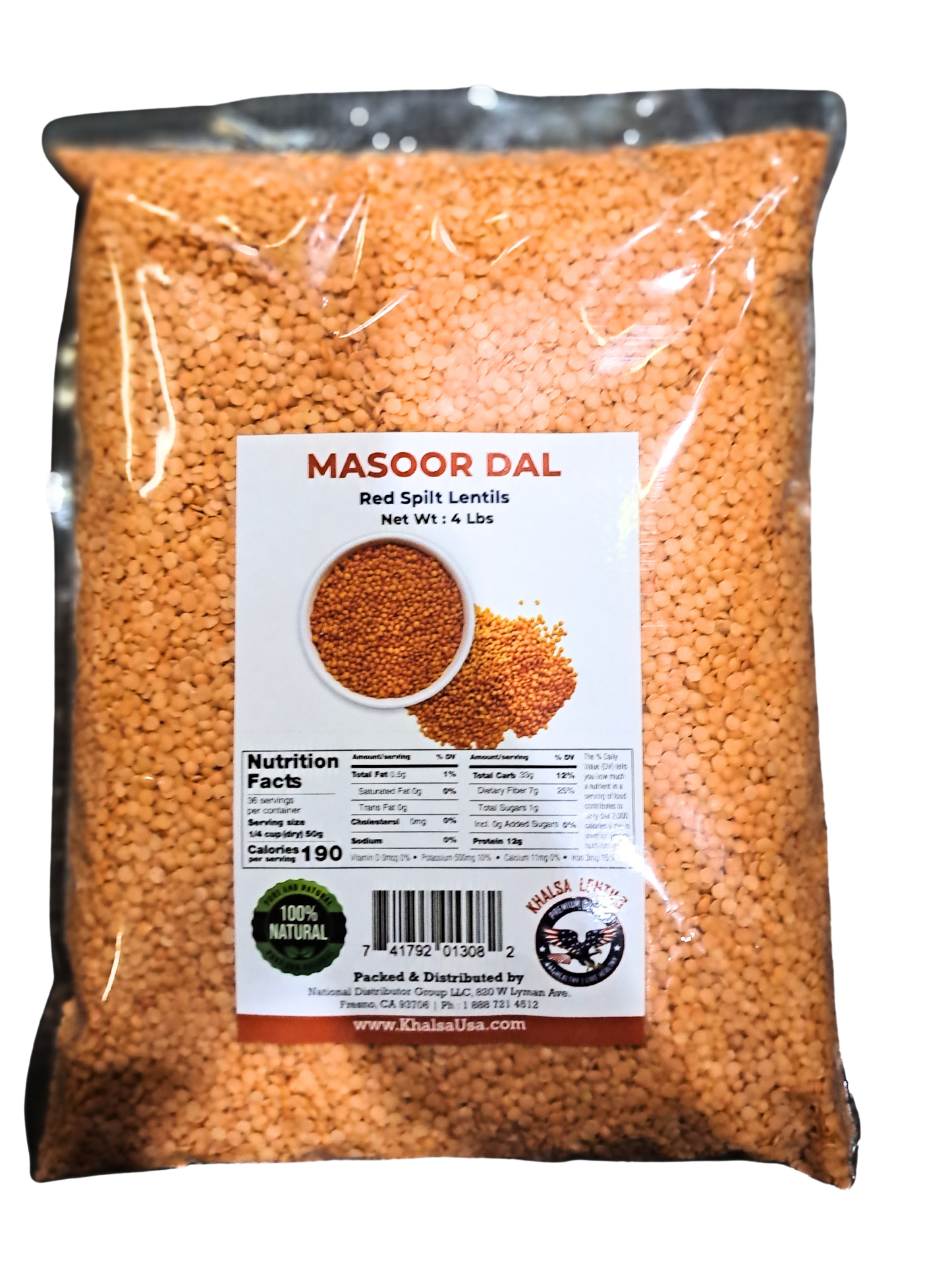 KHALSA MASOOR DAL (RED SPLIT LENTILS) 4LB