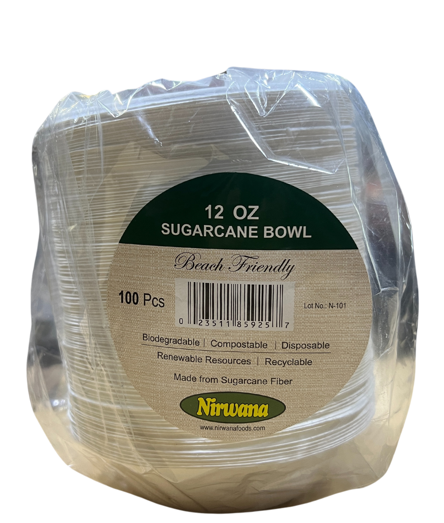 NIRWANA 12oz SUGARCANE BOWL 100PCS