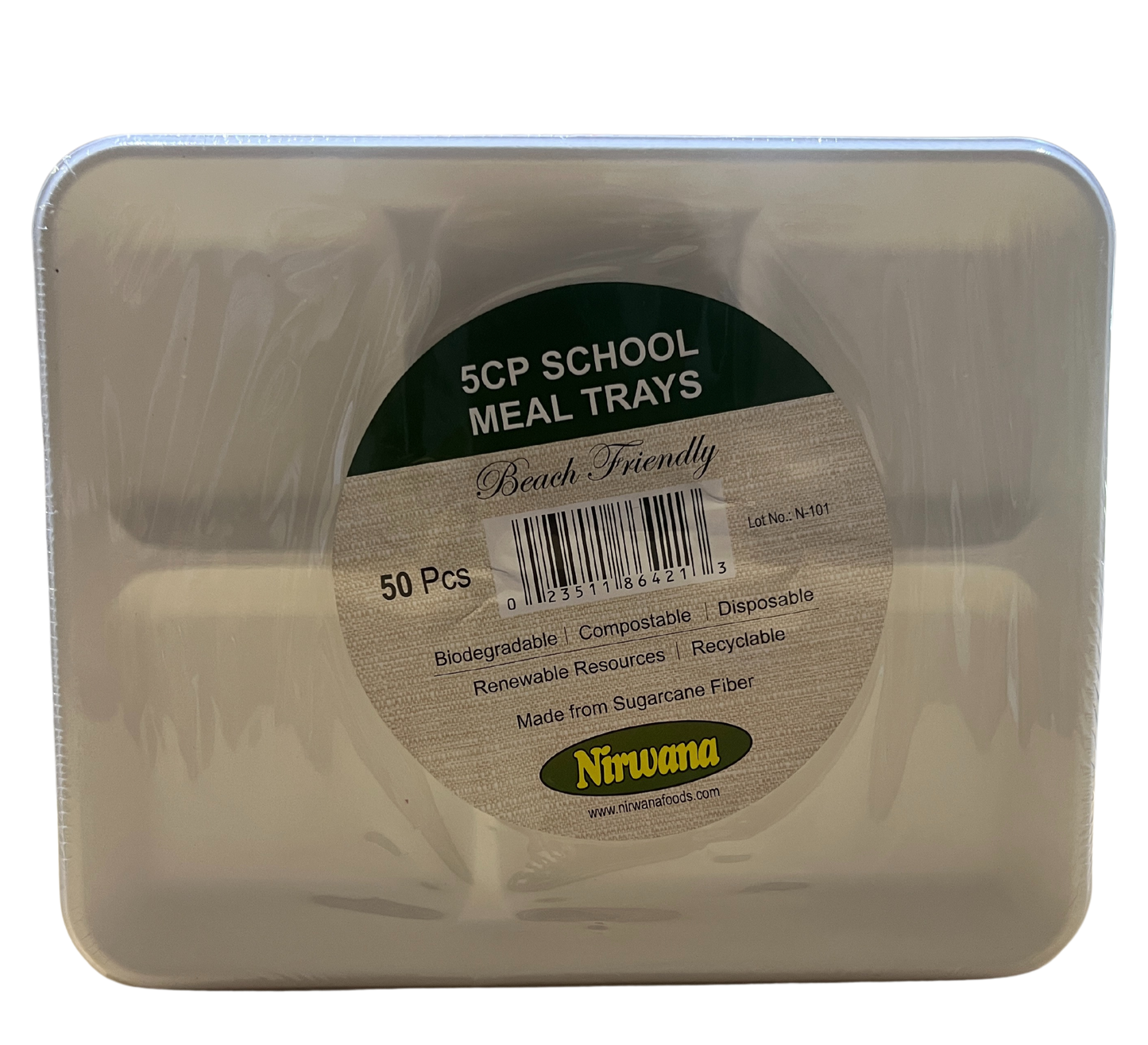 NIRWANA 5CP SCHOOL MEAL TRAYS 50PCS*10 (RECTANGLE)