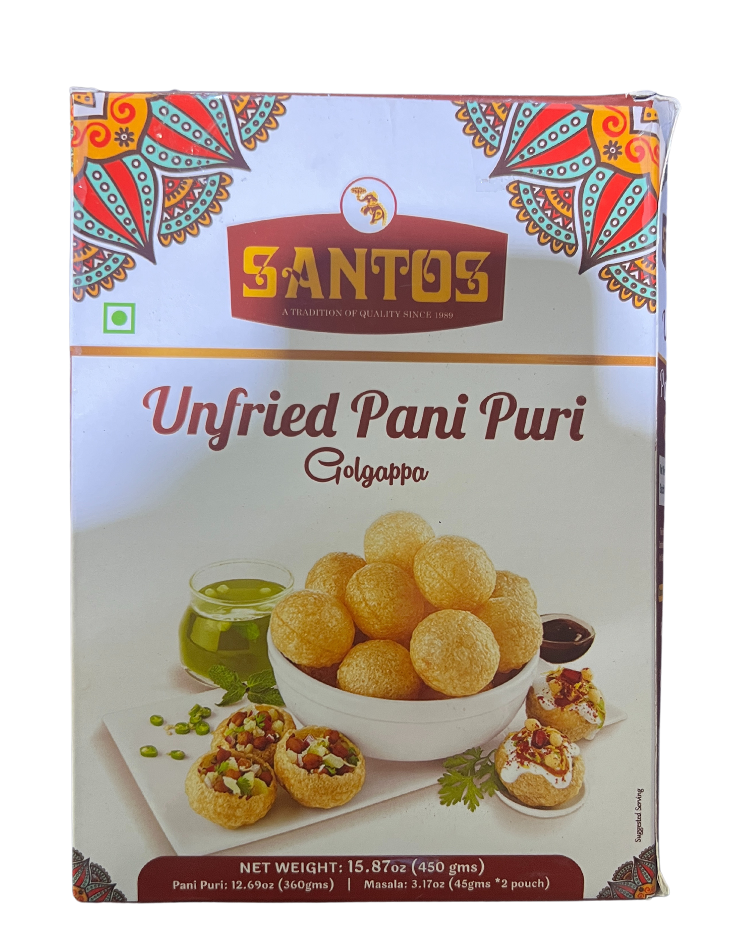 SANTOS UNFRIED PANI PURI (GOLGAPPA) 450g