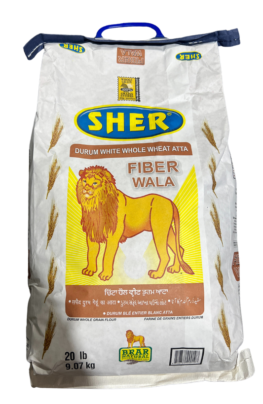 SHER WHOLE WHEAT FIBER ATTA (BLUE) 20LB