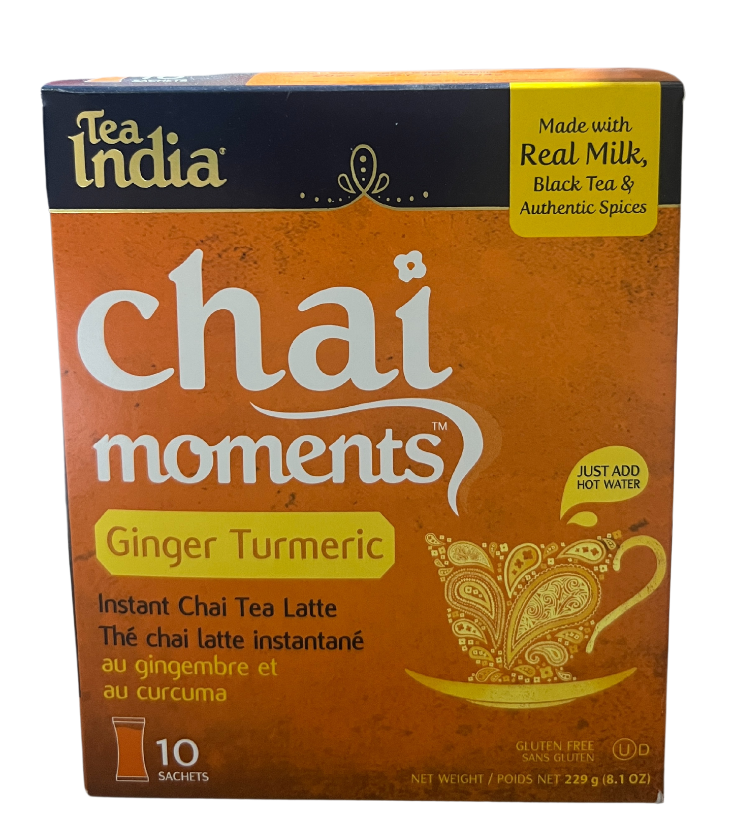 TEA INDIA CHAI MOMENTS GINGER TURMERIC 229g (10 SACHETS)