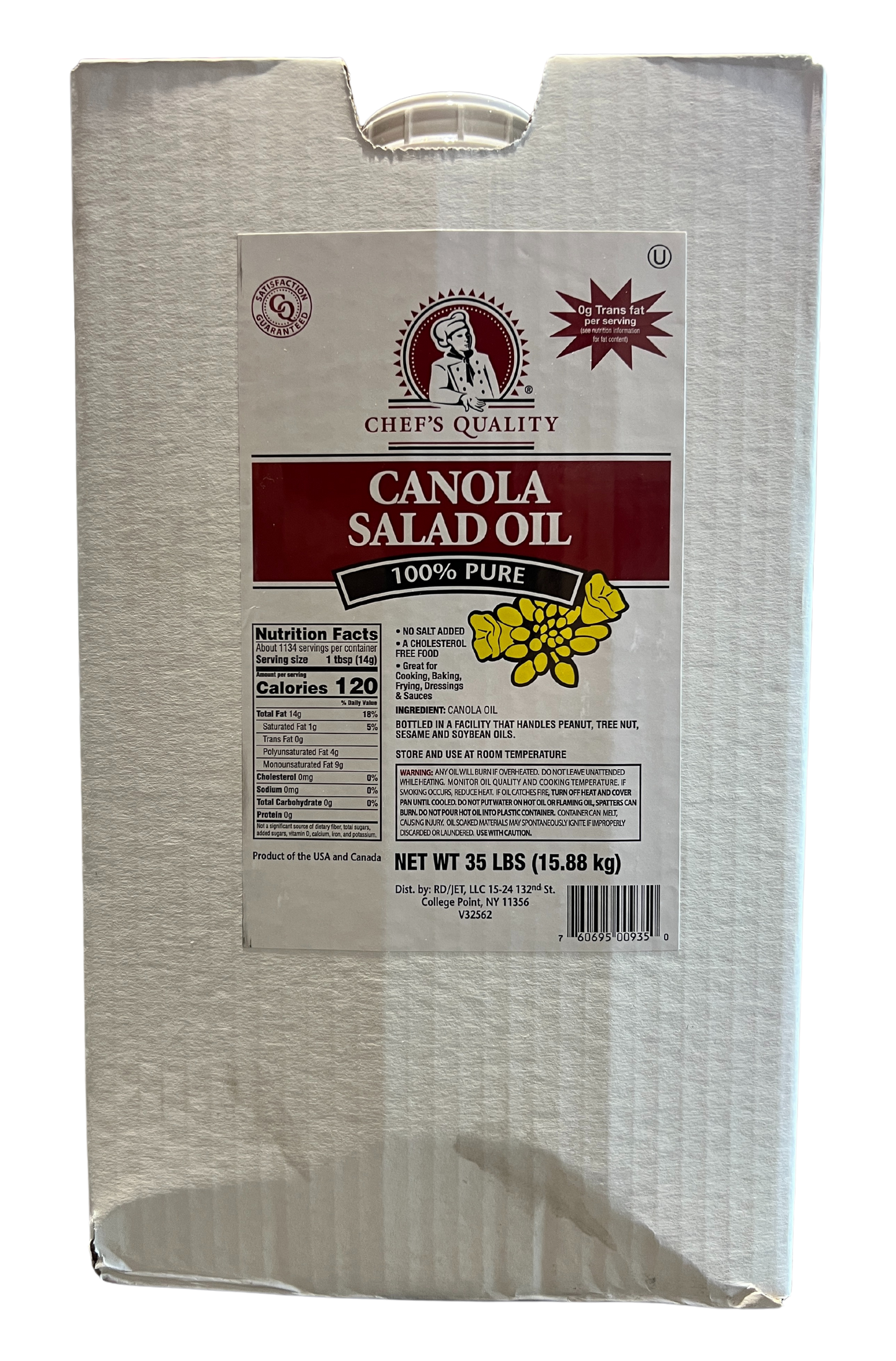 CHEF'S QUALITY CANOLA SALAD OIL 35LB